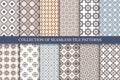Collection of vector seamless geometric elegant patterns - color tile textures. Decorative tileable endless backgrounds
