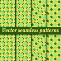 Collection of vector seamless geometric pattern for St. Patrick's Day. Gold coins and clover Royalty Free Stock Photo