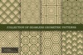 Collection of vector seamless geometric patterns. Green repeatable backgrounds. Simple trendy creative textures. You can find Royalty Free Stock Photo