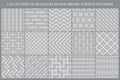 Collection of vector seamless geometric striped patterns. Gray repeatable backgrounds. Modern stylish monochrome endless Royalty Free Stock Photo