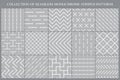 Collection of vector seamless geometric striped patterns. Gray repeatable backgrounds. Modern stylish monochrome endless Royalty Free Stock Photo