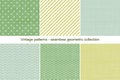 Collection of vector seamless geometric vintage patterns. Colorful old backgrounds. Textile endless textures Royalty Free Stock Photo