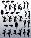 Collection of vector silhouettes of attractive women