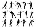 Collection of vector silhouettes of dancing girls isolated on white background. Royalty Free Stock Photo