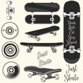 Collection vector skateboards and quotes