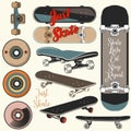 Collection vector skateboards in vintage style