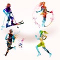 Collection of vector sporty people shapes