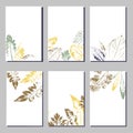Collection of vector template label, visit cards, square greeting cards and banners with home plants, wild flowers and Royalty Free Stock Photo