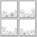 Collection of vector template label, visit cards, square greeting cards and banners with home plants, wild flowers and herbs.Busin Royalty Free Stock Photo