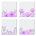 Collection of vector template label, visit cards, square greeting cards and banners with home plants, wild flowers and herbs.Busin Royalty Free Stock Photo