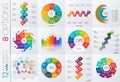 Collection of 12 vector templates for infographics with 8 options Royalty Free Stock Photo