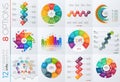 Collection of 12 vector templates for infographics with 8 options