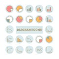 Collection of vector thin linear diagram icons