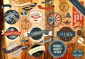 Collection of vector vintage labels on wooden texture Royalty Free Stock Photo