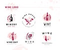 Collection of vector wine alcohol logo set isolated on white background.