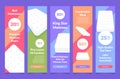 Collection vertical mattress banner ads landing page with place for text vector illustration