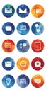 Collection of Vibrant Circular Icons in Grid Pattern