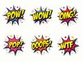 Colorful Comic Speech Bubbles with Various Exclamations, created with the participation of artificial intelligence Royalty Free Stock Photo