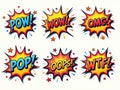 Colorful Comic Speech Bubbles with Various Exclamations, created with the participation of artificial intelligence Royalty Free Stock Photo