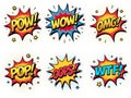 Colorful Comic Speech Bubbles with Various Exclamations, created with the participation of artificial intelligence Royalty Free Stock Photo
