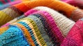 Colorful Knitted Blankets in Pile