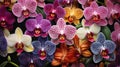 A collection of vibrant orchids in various shades and patterns Royalty Free Stock Photo