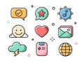 Collection of vibrant, outlined icons representing various digital concepts Royalty Free Stock Photo