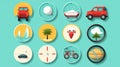 Collection of vibrant travel flat icons set in modern vector style for your design projects