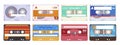 Collection of vintage audio cassette tape vector illustration old music retro player blank Royalty Free Stock Photo