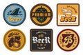 The collection vintage bierdeckels for craft brewing. Old retro designs for decor of bar and pub. Beer bierdeckel vector