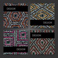 Collection of 4 vintage card templates with ethnic pattern. Template for Title sheets, reports, presentations, brochures, banners Royalty Free Stock Photo