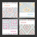 Collection of 4 vintage card templates with ethnic pattern. Template for Title sheets, reports, presentations, brochures, banners Royalty Free Stock Photo