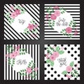 Collection of 4 vintage card templates with flowers. Royalty Free Stock Photo