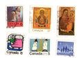 Vintage Christmas postage stamps from Canada.