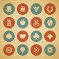 Collection vintage circle textured logo vector set retro rounded icon stamp playing card suits Royalty Free Stock Photo