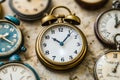 Collection of Vintage Clocks in Various Styles Royalty Free Stock Photo