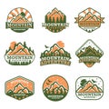 Collection of vintage explorer, wilderness, adventure, camping emblem