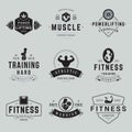 Collection vintage fitness logo decorative design with place for text vector illustration