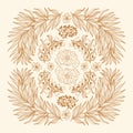 Collection vintage floral motif. William Moriss style art and craft movement. Design outline flower symbol. Royalty Free Stock Photo