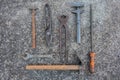 Collection of vintage hand tools Royalty Free Stock Photo