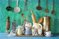 Collection of vintage kitchenware Royalty Free Stock Photo