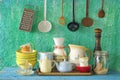 Collection of vintage kitchenware Royalty Free Stock Photo