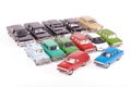 Collection of die-cast car models isolated on the white background Royalty Free Stock Photo