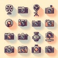 Collection of Vintage and Modern Camera Icons Royalty Free Stock Photo