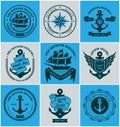 Collection of vintage nautical badges and labels Royalty Free Stock Photo