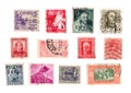 A collection of vintage postage stamps from Spain. Royalty Free Stock Photo