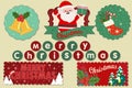 Collection of vintage retro grunge christmas labels, badges. Christmas Decoration vector design elements. Royalty Free Stock Photo