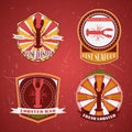 Collection of vintage retro grunge Lobster restaurant labels, badges and icons. Royalty Free Stock Photo