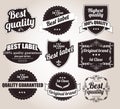 Collection of vintage retro labels, badges, stamps, ribbons