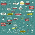 Collection of vintage retro labels, badges, stamps, ribbons Royalty Free Stock Photo